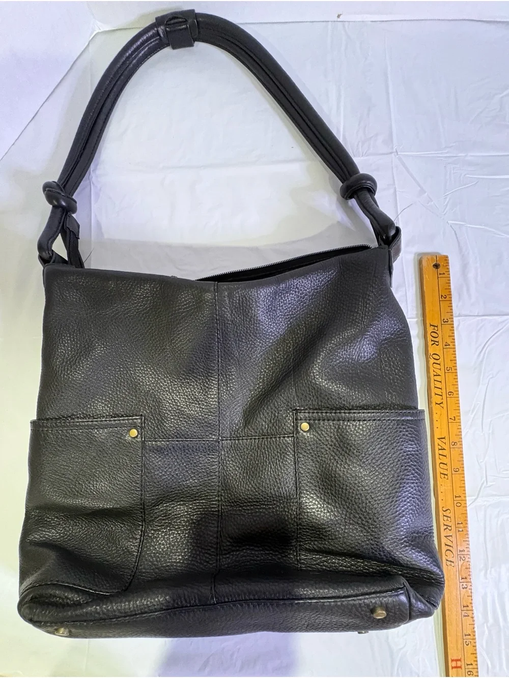 Eddie Bauer Black Pebbled Leather Hobo Bag, Super Soft in Great Condition.